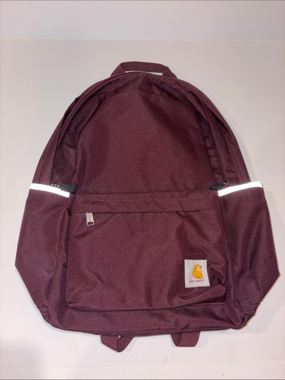 CARHARTT Maroon Classic Canvas Backpack with Reflective Trim & Side Pockets